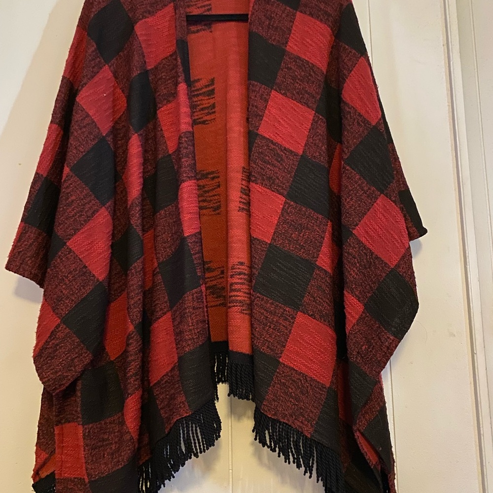 Mossimo Supply Co. Red and Black Plaid Poncho